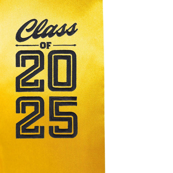 Gold Class of 2025 Graduation Stole/Sash with Classic Tips by Wholesale Grad Supply