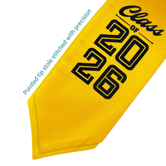 Gold Class of 2026 Graduation Stole/Sash with Classic Tips by Wholesale Grad Supply