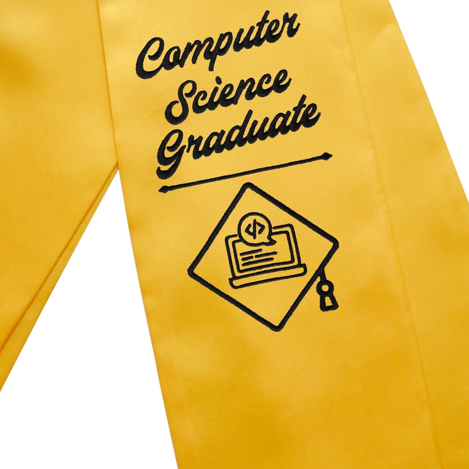 Gold Computer Science Graduate Stole/Sash with Classic Tips by Wholesale Grad Supply