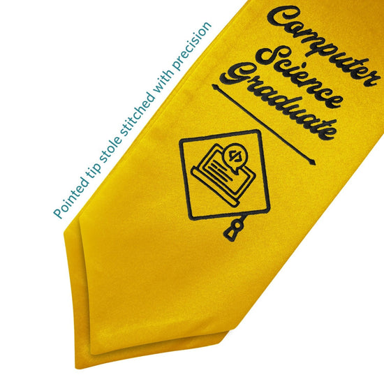 Gold Computer Science Graduate Stole/Sash with Classic Tips by Wholesale Grad Supply