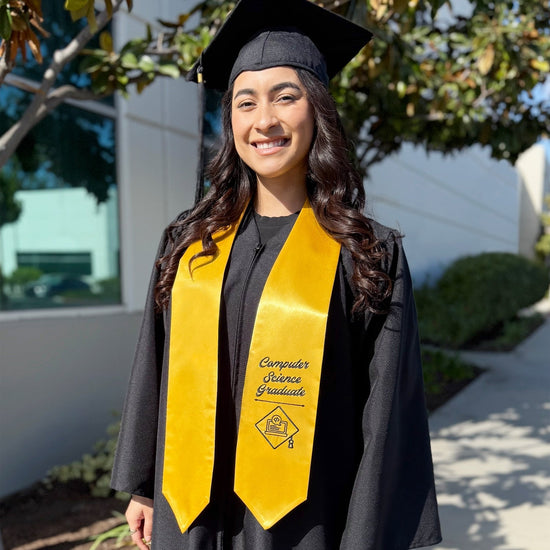 Gold Computer Science Graduate Stole/Sash with Classic Tips by Wholesale Grad Supply