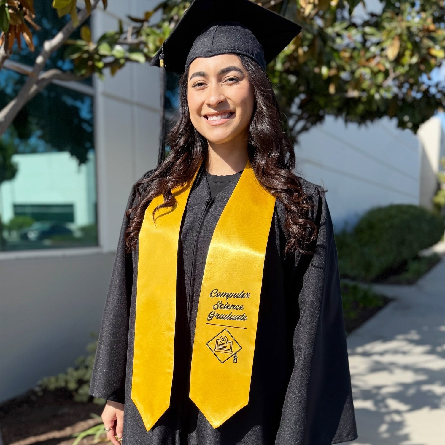 Gold Computer Science Graduate Stole/Sash with Classic Tips by Wholesale Grad Supply