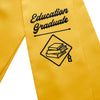 Gold Education Graduate Stole/Sash with Classic Tips by Wholesale Grad Supply