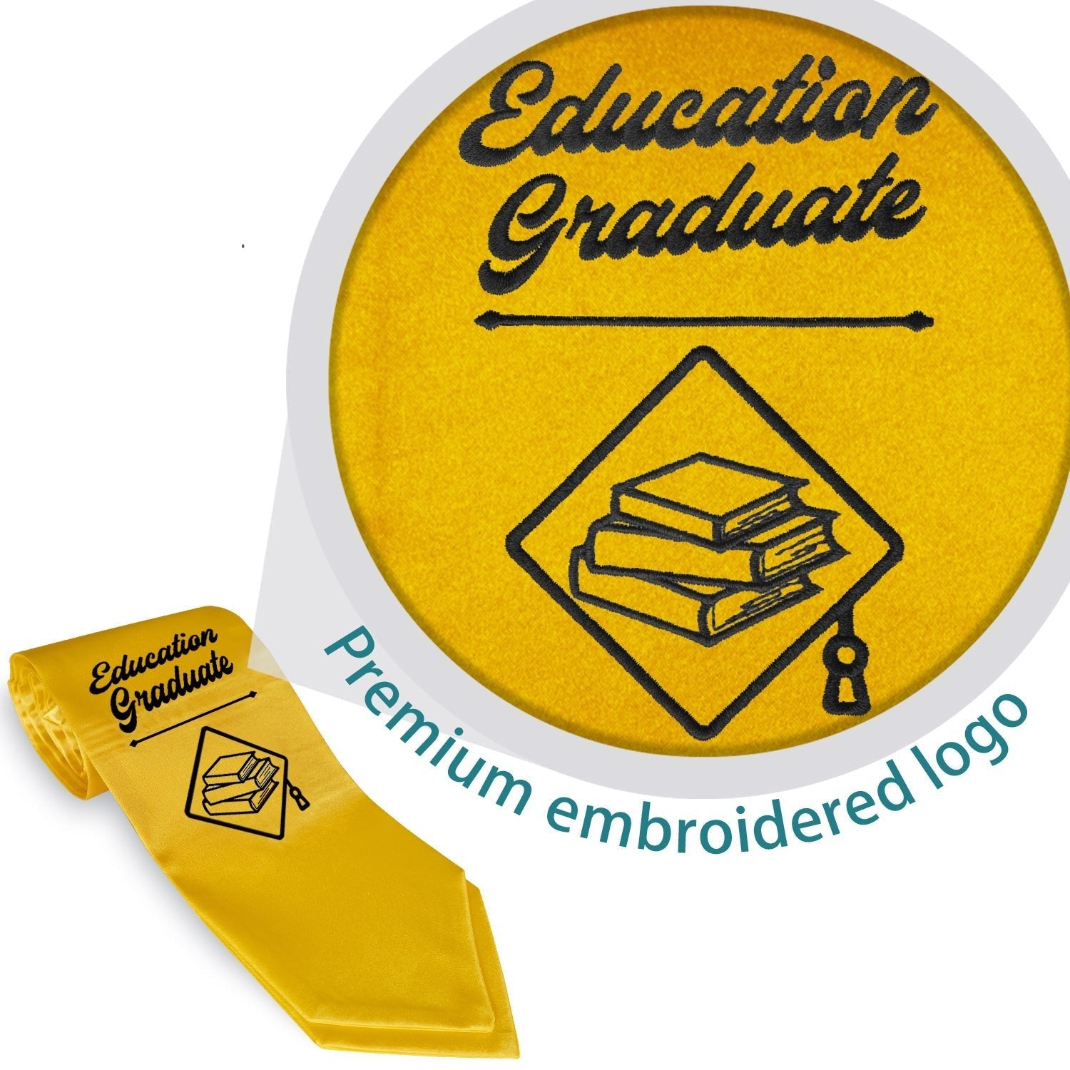 Gold Education Graduate Stole/Sash with Classic Tips by Wholesale Grad Supply