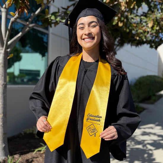 Gold Education Graduate Stole/Sash with Classic Tips by Wholesale Grad Supply