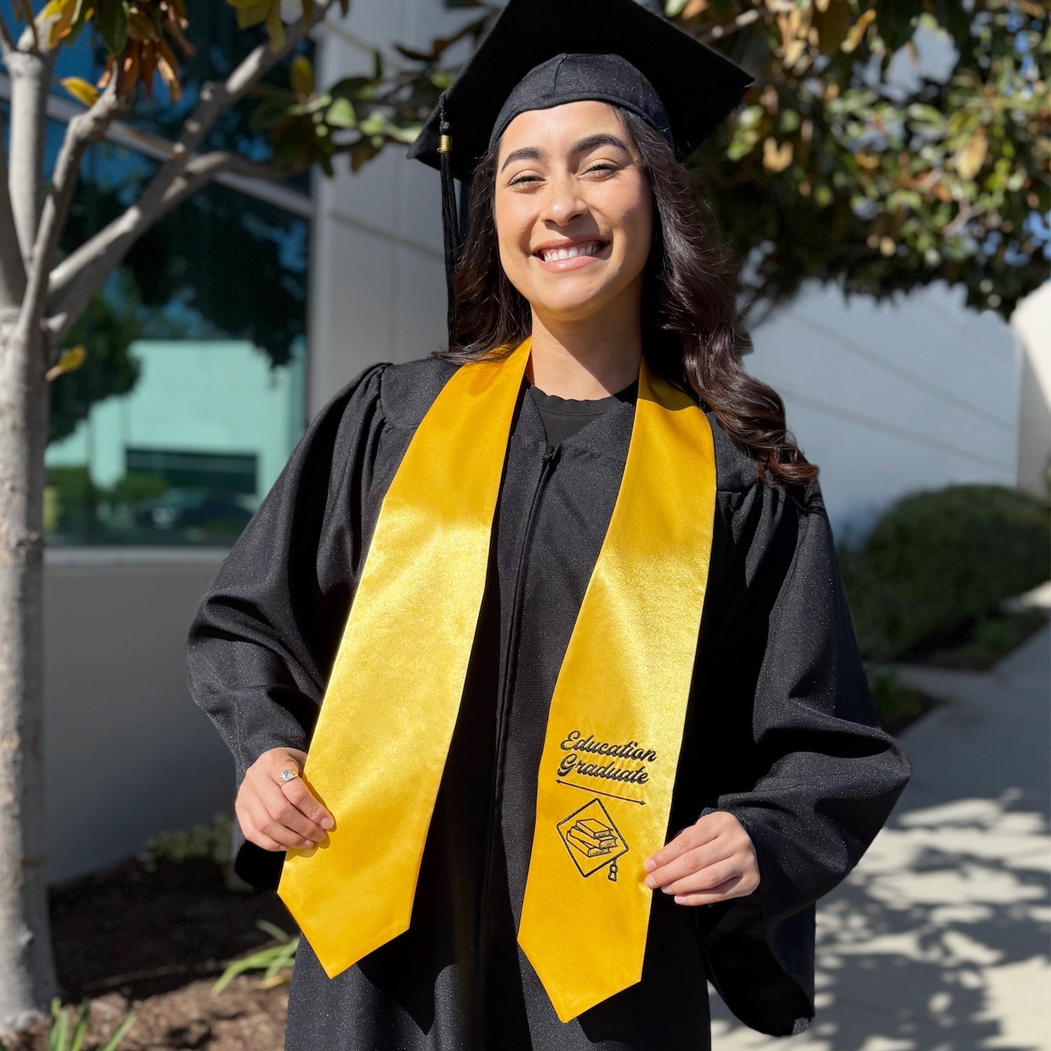 Gold Education Graduate Stole/Sash with Classic Tips by Wholesale Grad Supply