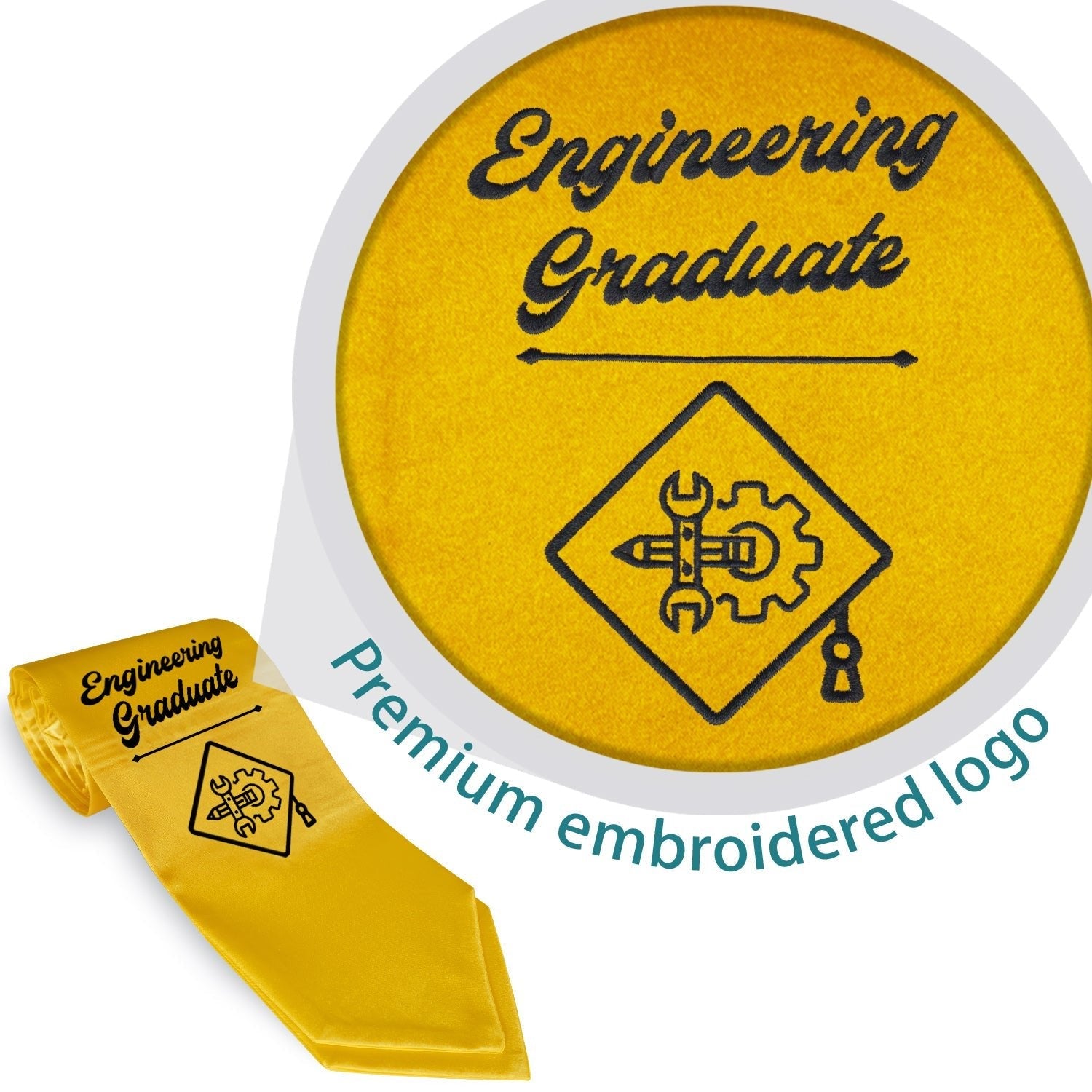 Gold Engineering Graduate Stole/Sash with Classic Tips by Wholesale Grad Supply
