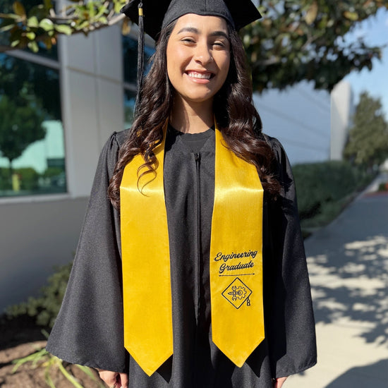 Gold Engineering Graduate Stole/Sash with Classic Tips by Wholesale Grad Supply