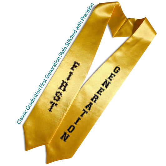 Gold First Generation Graduate Stole/Sash with Classic Tips by Wholesale Grad Supply