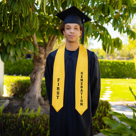 Gold First Generation Graduate Stole/Sash with Classic Tips by Wholesale Grad Supply