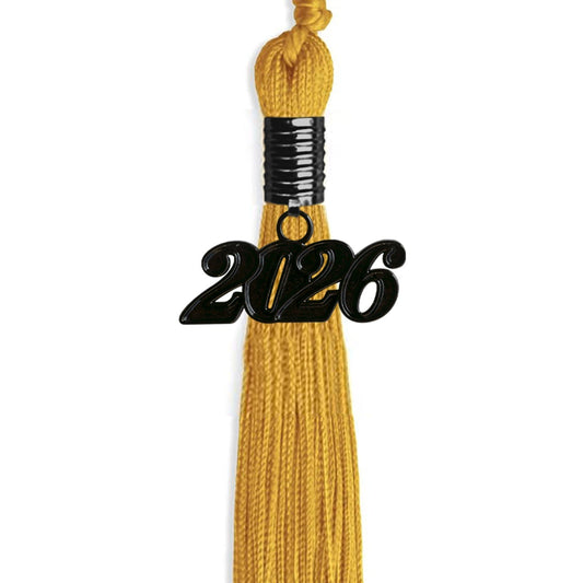 Gold Graduation Tassel with Black Bling Charm by Wholesale Grad Supply