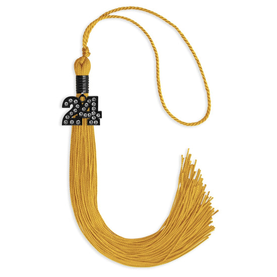 Gold Graduation Tassel with Black Bling Charm by Wholesale Grad Supply