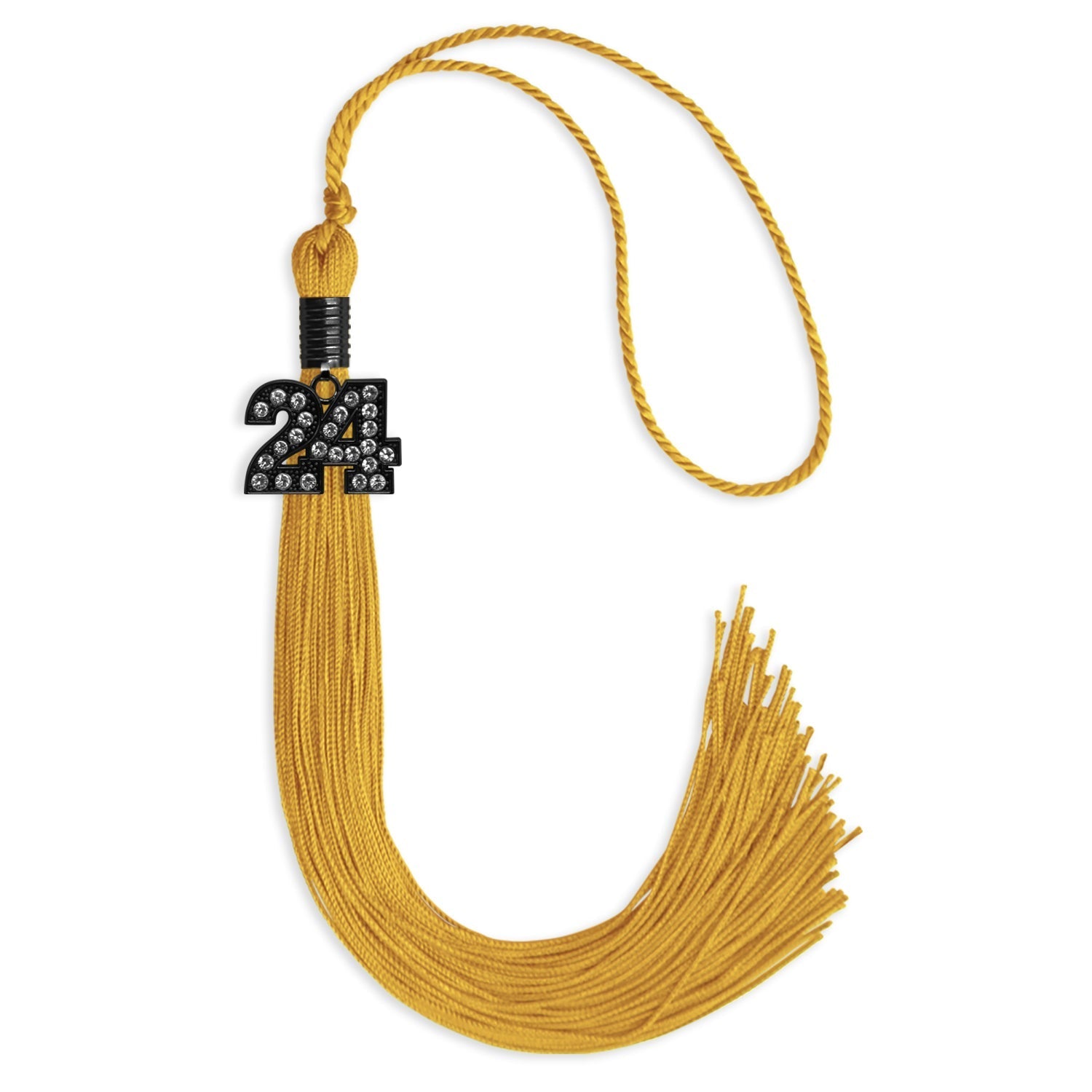 Gold Graduation Tassel with Black Bling Charm by Wholesale Grad Supply