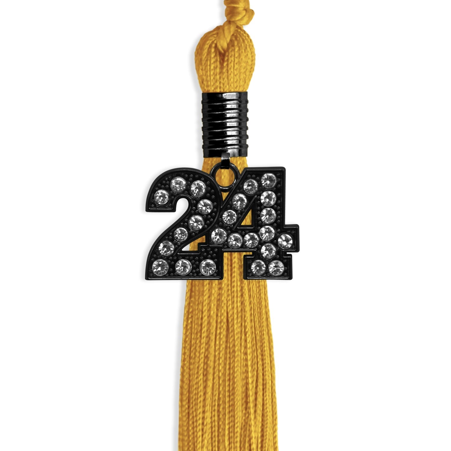 Gold Graduation Tassel with Black Bling Charm by Wholesale Grad Supply