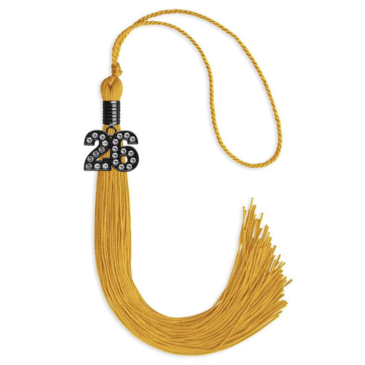 Gold Graduation Tassel with Black Bling Charm by Wholesale Grad Supply