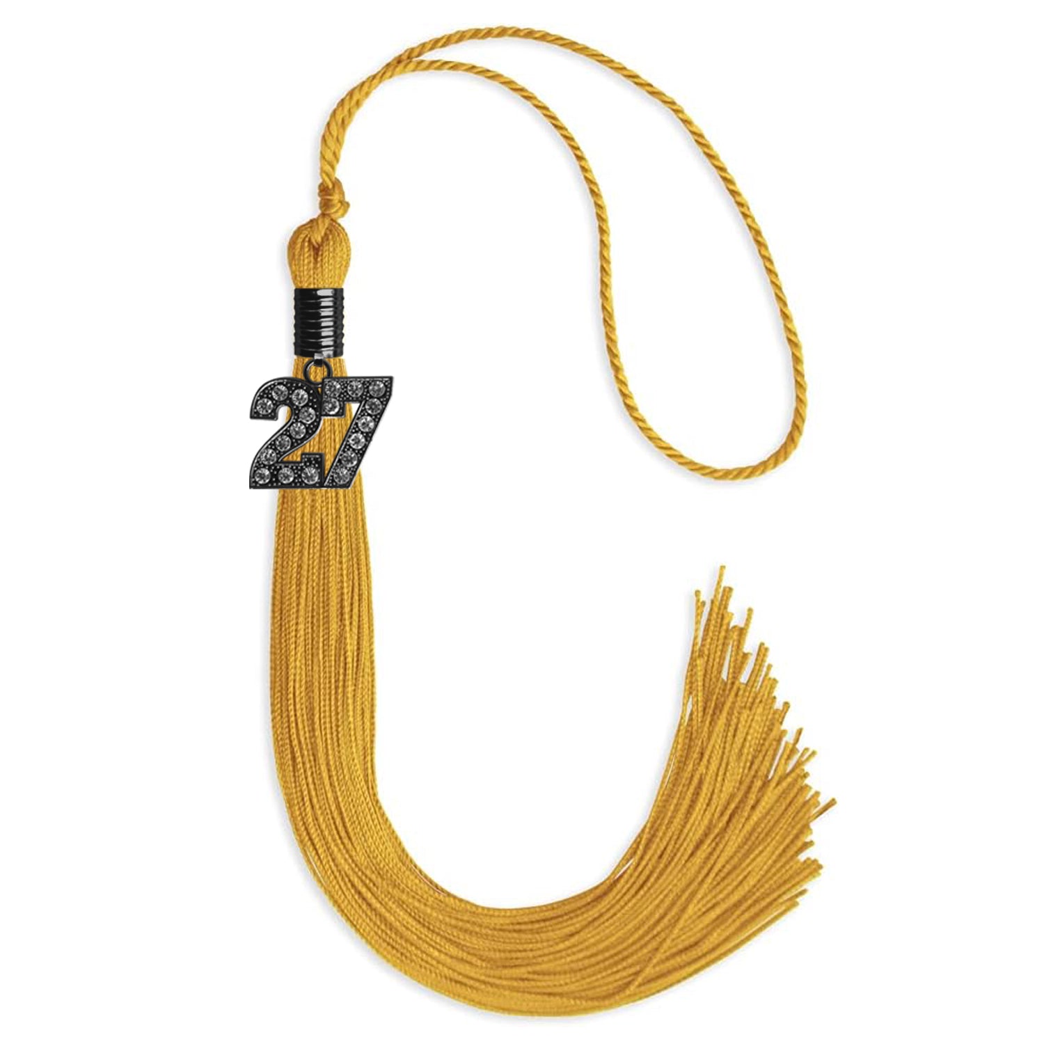 Gold Graduation Tassel with Black Bling Charm by Wholesale Grad Supply