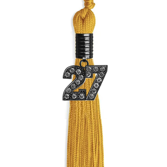Gold Graduation Tassel with Black Bling Charm by Wholesale Grad Supply