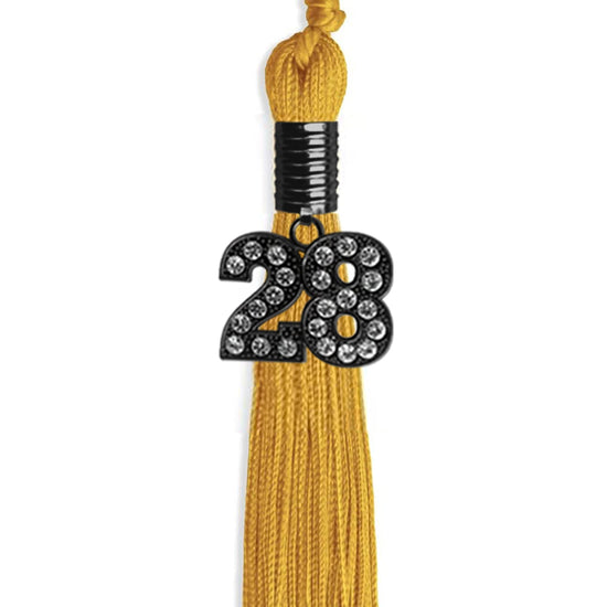 Gold Graduation Tassel with Black Bling Charm by Wholesale Grad Supply