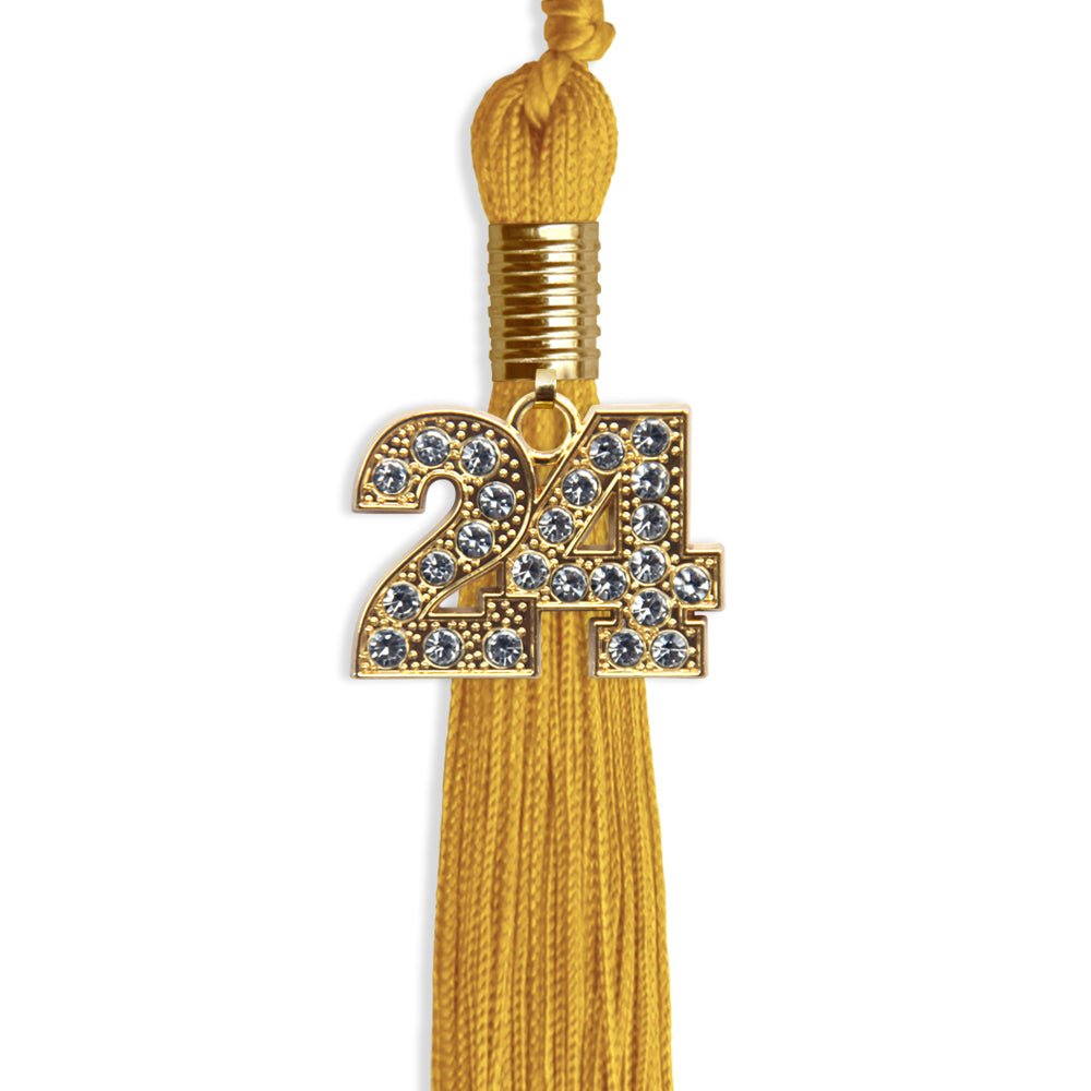 Gold Graduation Tassel with Gold Bling Charm by Wholesale Grad Supply
