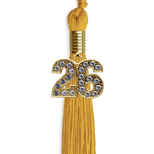 Gold Graduation Tassel with Gold Bling Charm by Wholesale Grad Supply