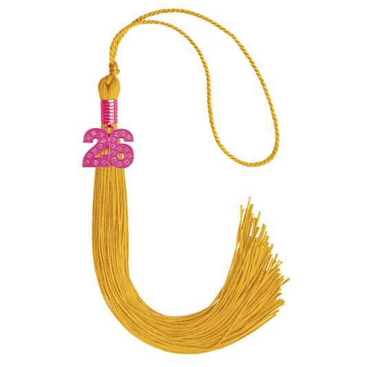 Gold Graduation Tassel with Pink Bling Charm by Wholesale Grad Supply