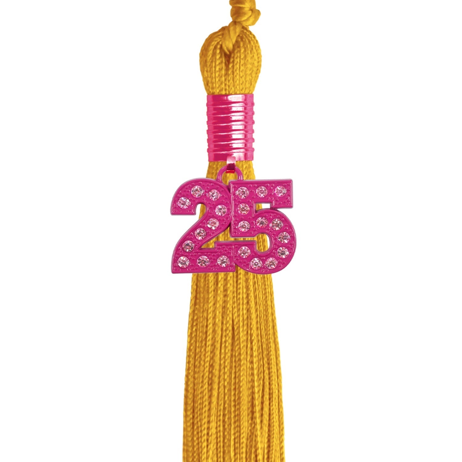 Gold Graduation Tassel with Pink Bling Charm by Wholesale Grad Supply