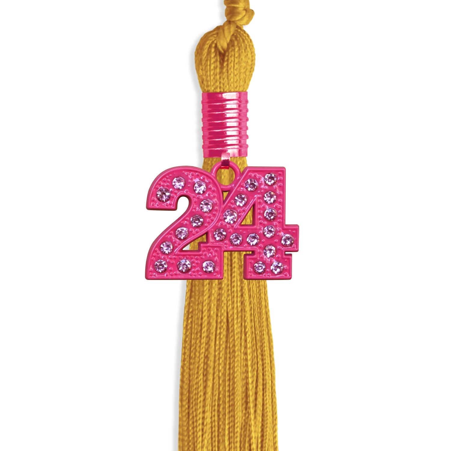 Gold Graduation Tassel with Pink Bling Charm by Wholesale Grad Supply