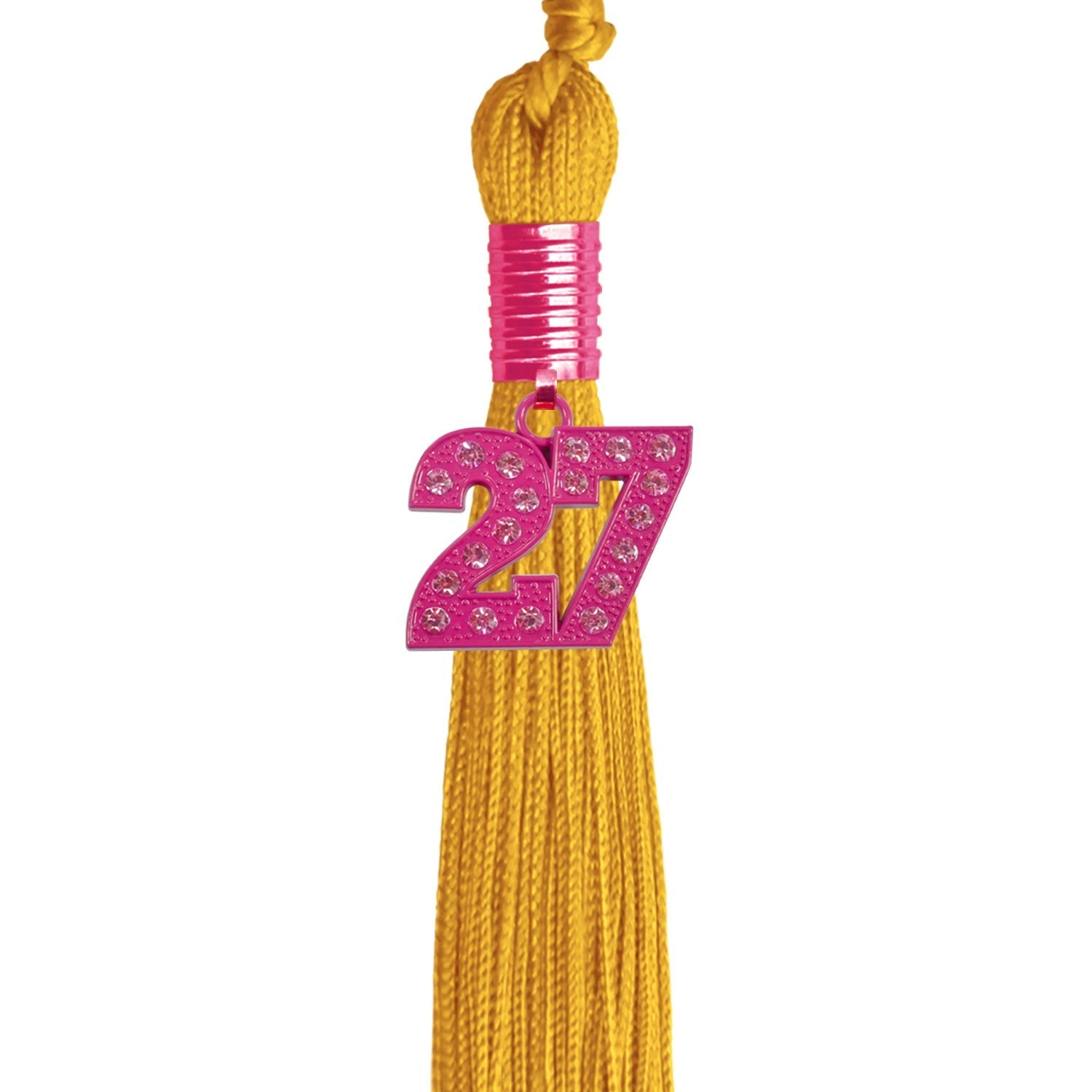 Gold Graduation Tassel with Pink Bling Charm by Wholesale Grad Supply
