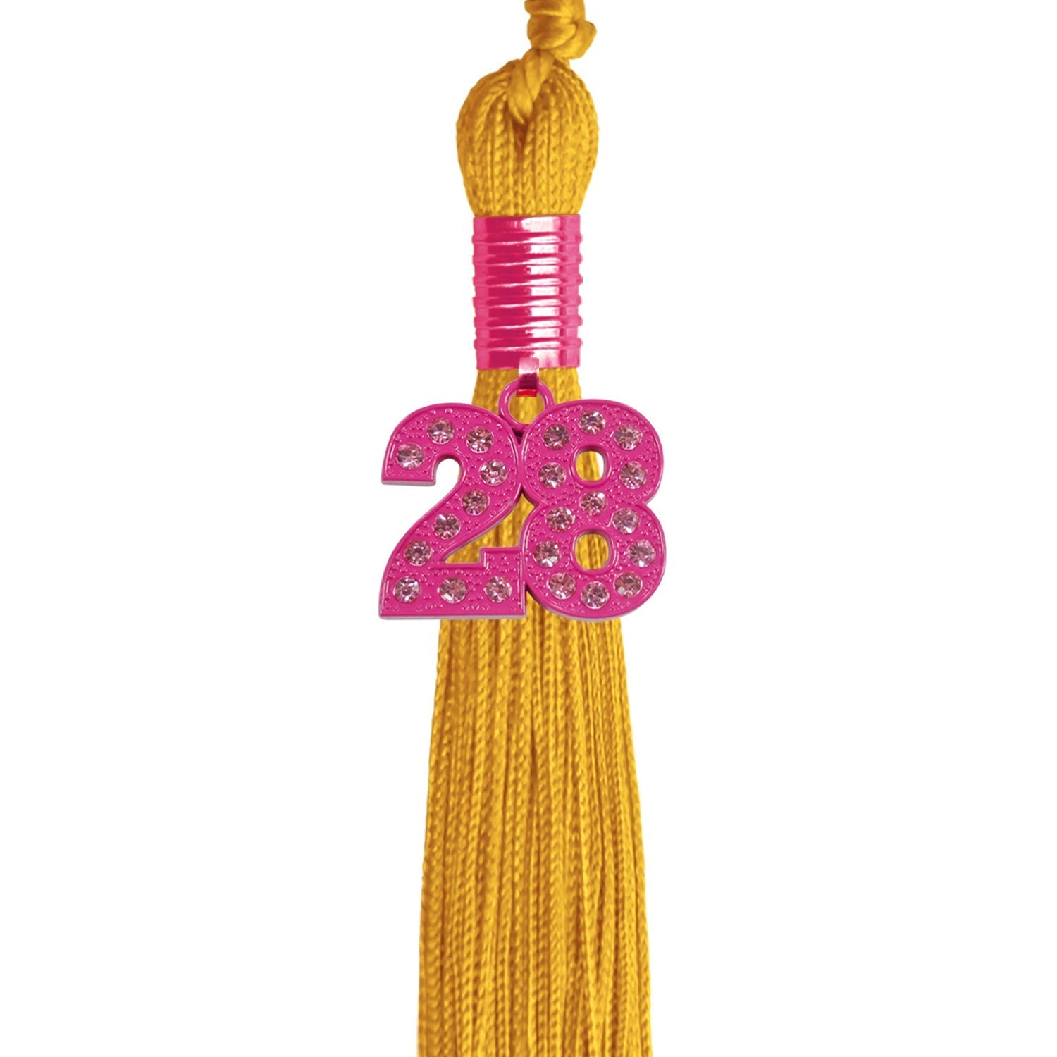 Gold Graduation Tassel with Pink Bling Charm by Wholesale Grad Supply