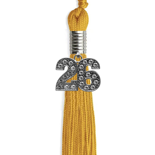 Gold Graduation Tassel with Silver Bling Charm by Wholesale Grad Supply