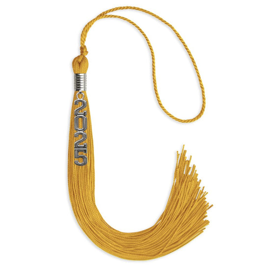 Gold Graduation Tassel with Silver Stacked Date Drop by Wholesale Grad Supply
