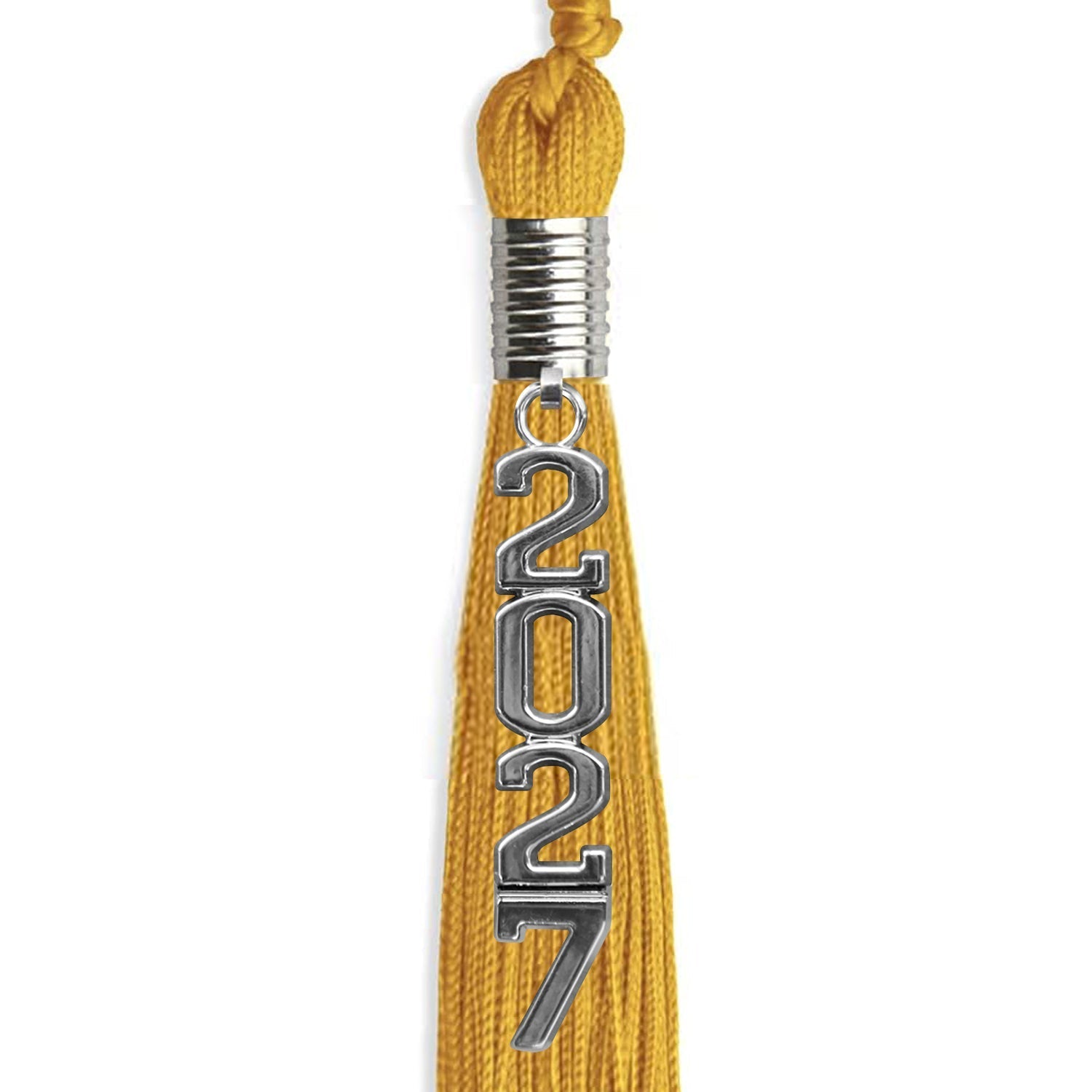 Gold Graduation Tassel with Silver Stacked Date Drop by Wholesale Grad Supply