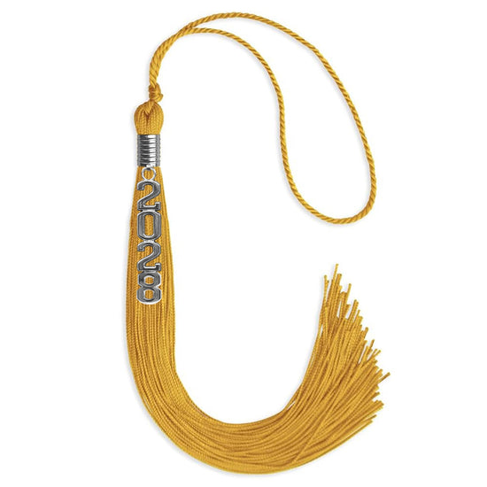 Gold Graduation Tassel with Silver Stacked Date Drop by Wholesale Grad Supply