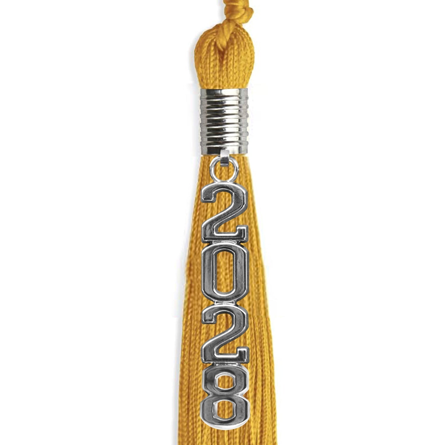 Gold Graduation Tassel with Silver Stacked Date Drop by Wholesale Grad Supply