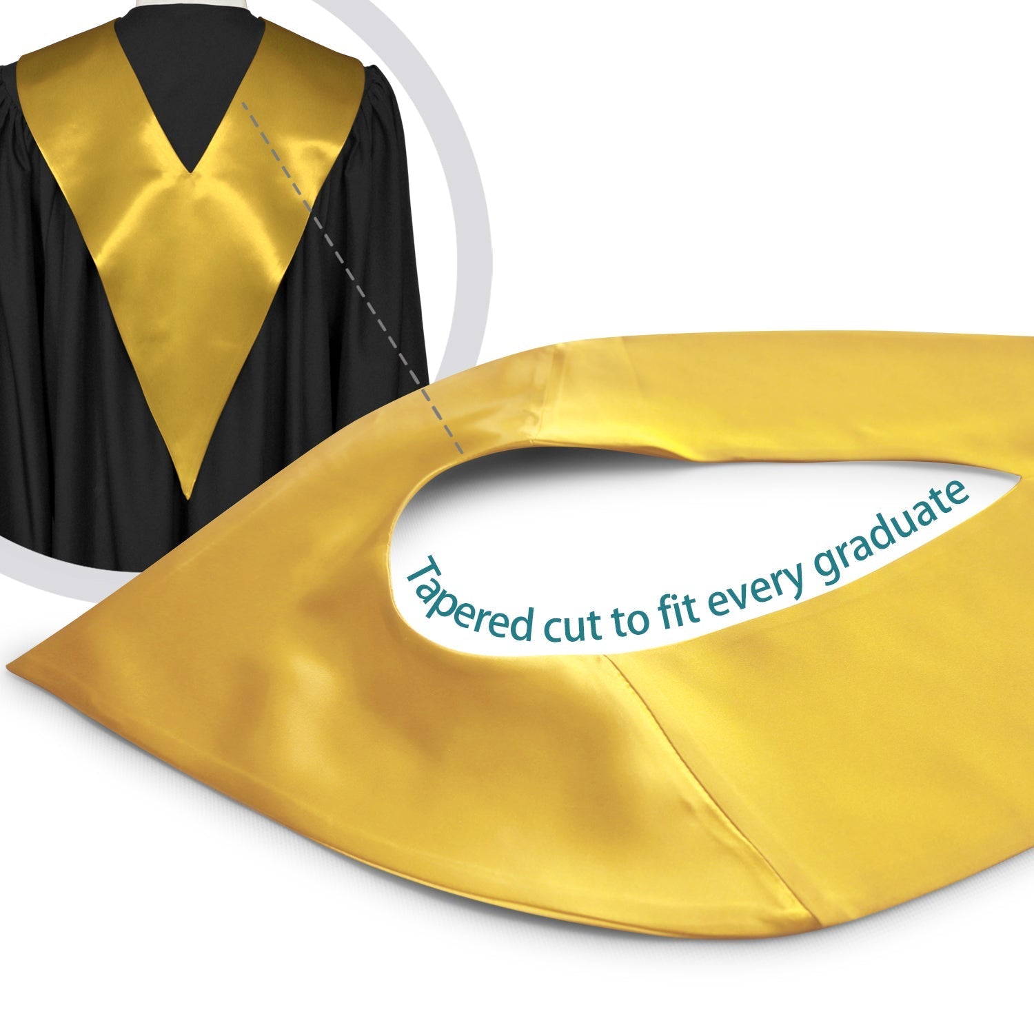 Gold Graduation V-Stole by Wholesale Grad Supply