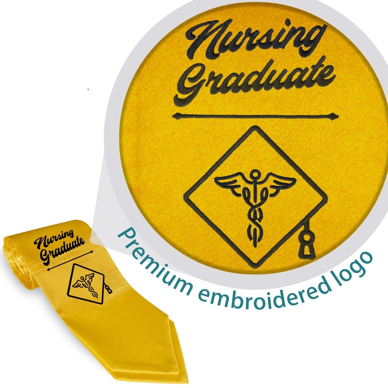 Gold Nursing Graduate Stole/Sash with Classic Tips by Wholesale Grad Supply