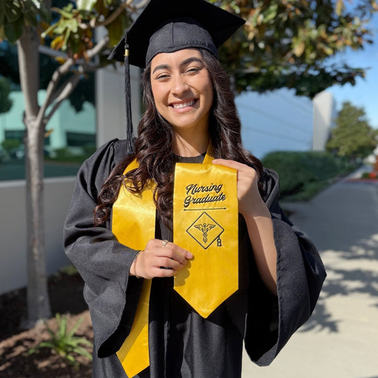 Gold Nursing Graduate Stole/Sash with Classic Tips by Wholesale Grad Supply