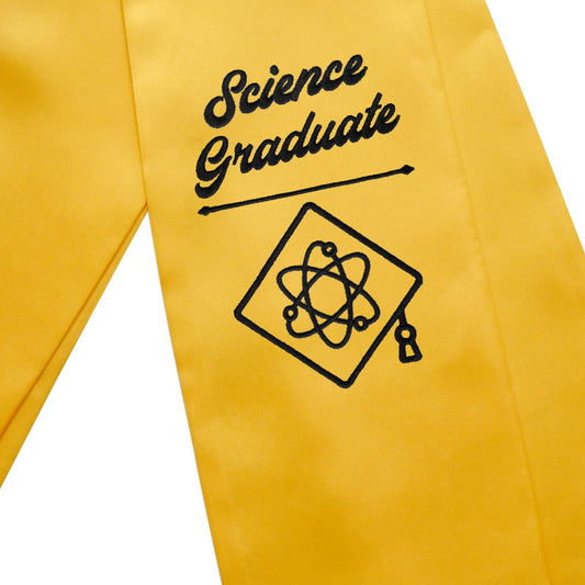 Gold Science Graduate Stole/Sash with Classic Tips by Wholesale Grad Supply