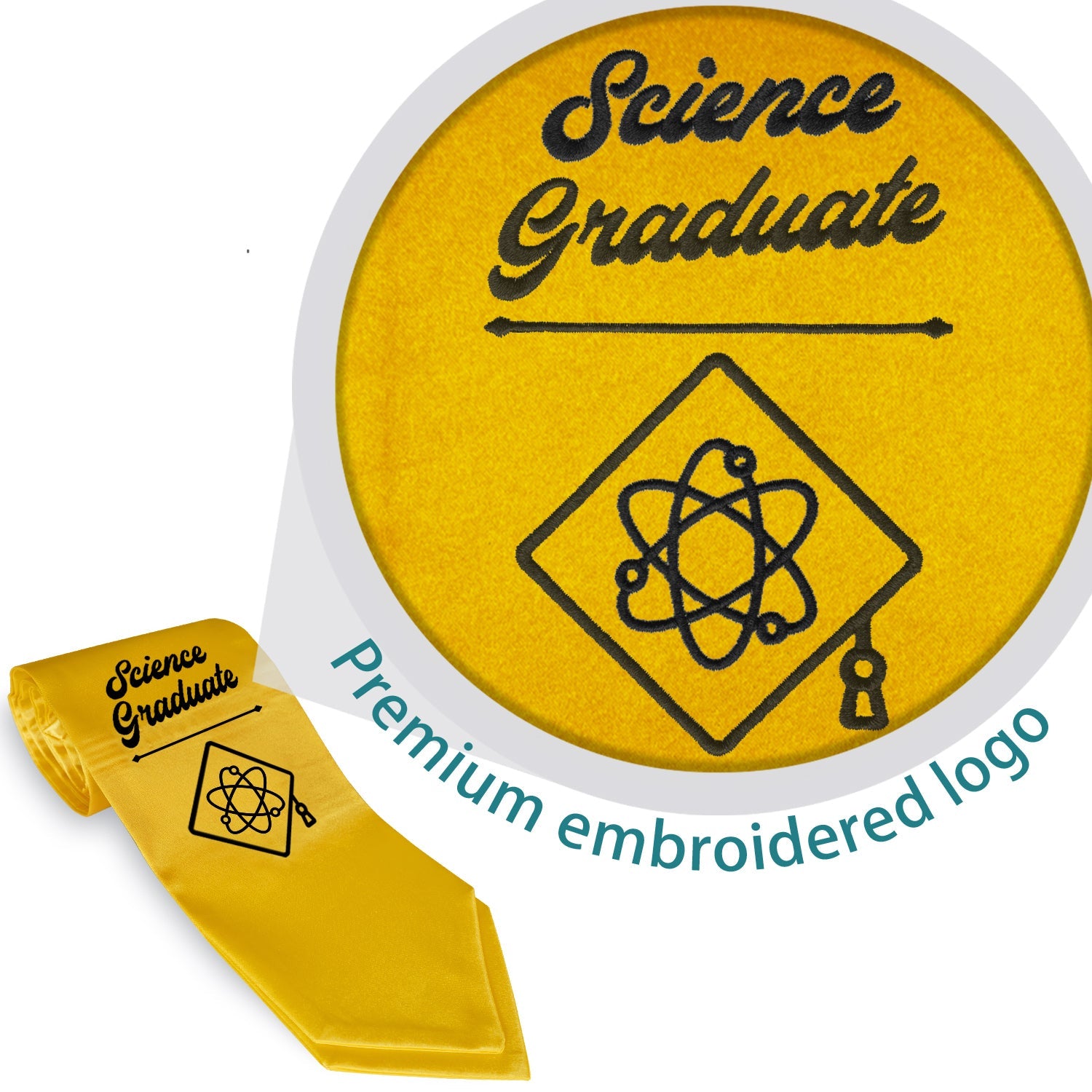 Gold Science Graduate Stole/Sash with Classic Tips by Wholesale Grad Supply
