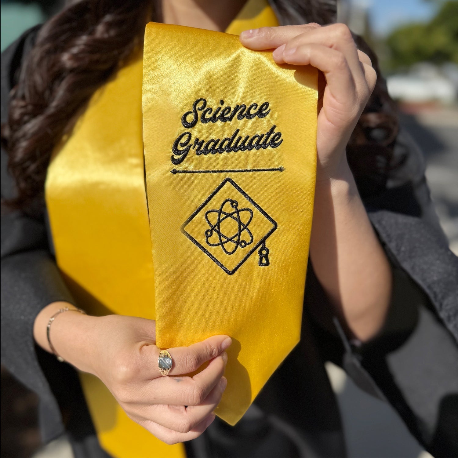Gold Science Graduate Stole/Sash with Classic Tips by Wholesale Grad Supply