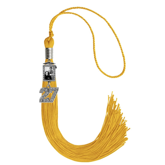 Gold Tassel with Photo Frame Charm and Bling Charm by Wholesale Grad Supply