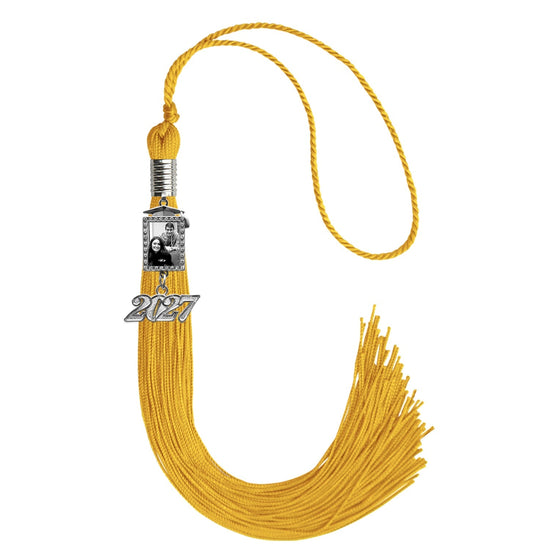 Gold Tassel with Photo Frame Charm and Year Date Drop by Wholesale Grad Supply