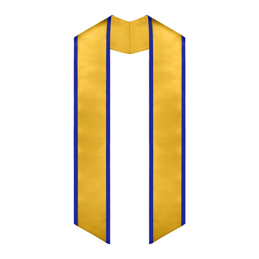 Gold/Royal Blue Plain Graduation Stole with Trim Color & Angled End by Wholesale Grad Supply
