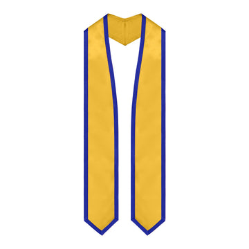 Gold/Royal Blue Plain Graduation Stole with Trim Color & Classic End by Wholesale Grad Supply