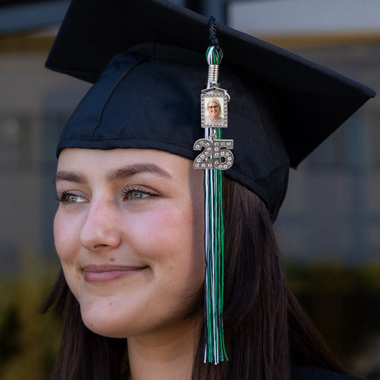 Graduation Tassel Photo Frame Charm With Bling Charm by Wholesale Grad Supply
