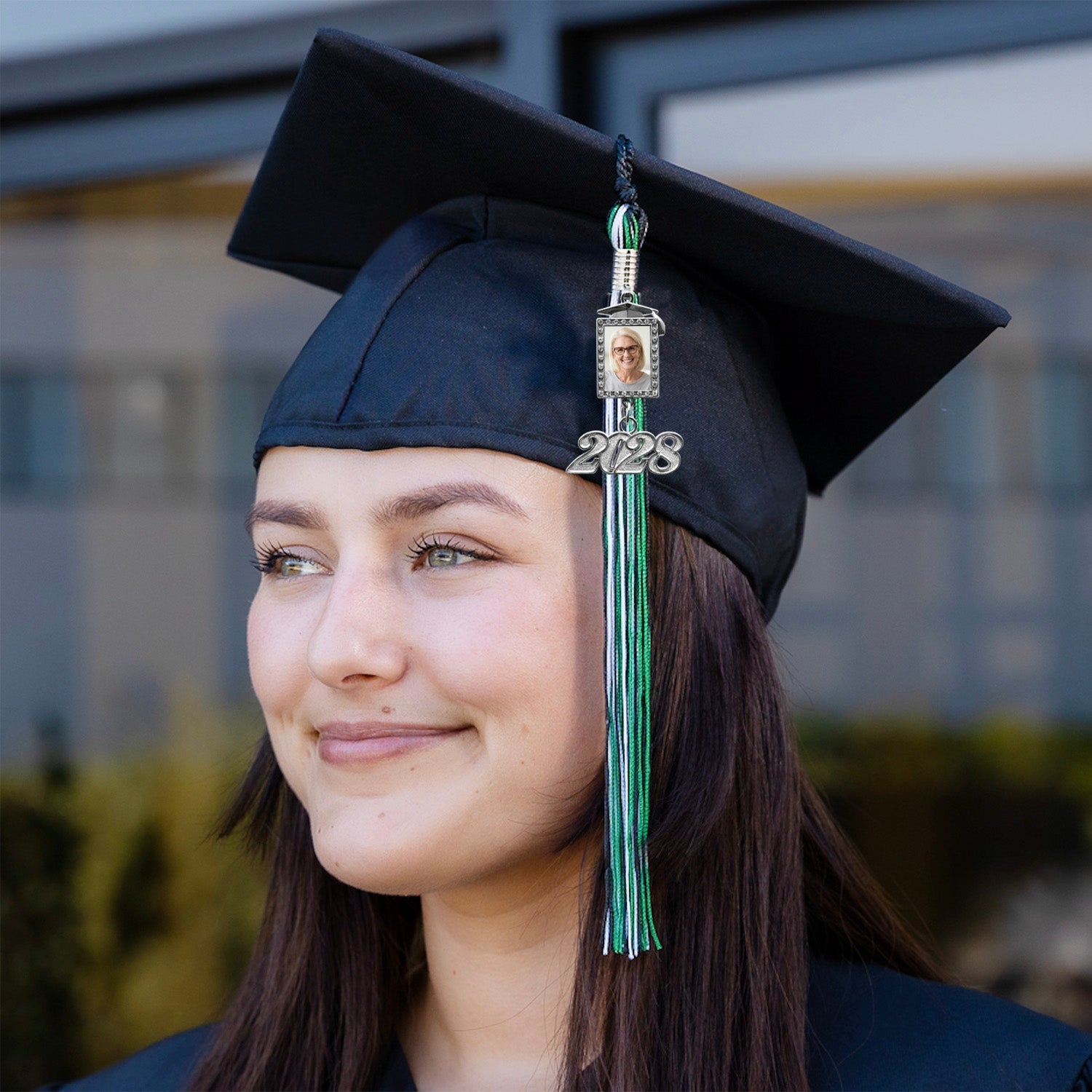 Graduation Tassel Photo Frame Charm With Date Drop by Wholesale Grad Supply