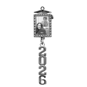 Graduation Tassel Photo Frame Charm With Stacked Date Drop by Wholesale Grad Supply
