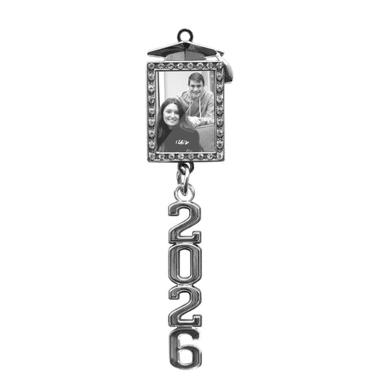 Graduation Tassel Photo Frame Charm With Stacked Date Drop by Wholesale Grad Supply