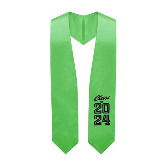 Green Class of 2024 Graduation Stole/Sash with Classic Tips by Wholesale Grad Supply
