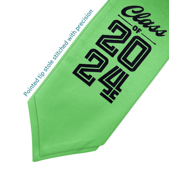 Green Class of 2024 Graduation Stole/Sash with Classic Tips by Wholesale Grad Supply